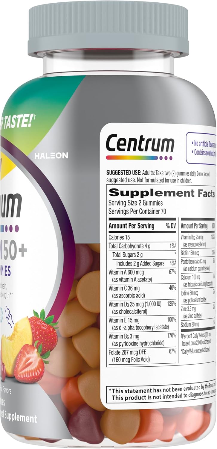 Centrum MultiGummies for Women 50+ 140 Count | Vitamin D3, B Vitamins & Calcium | Non-GMO | New