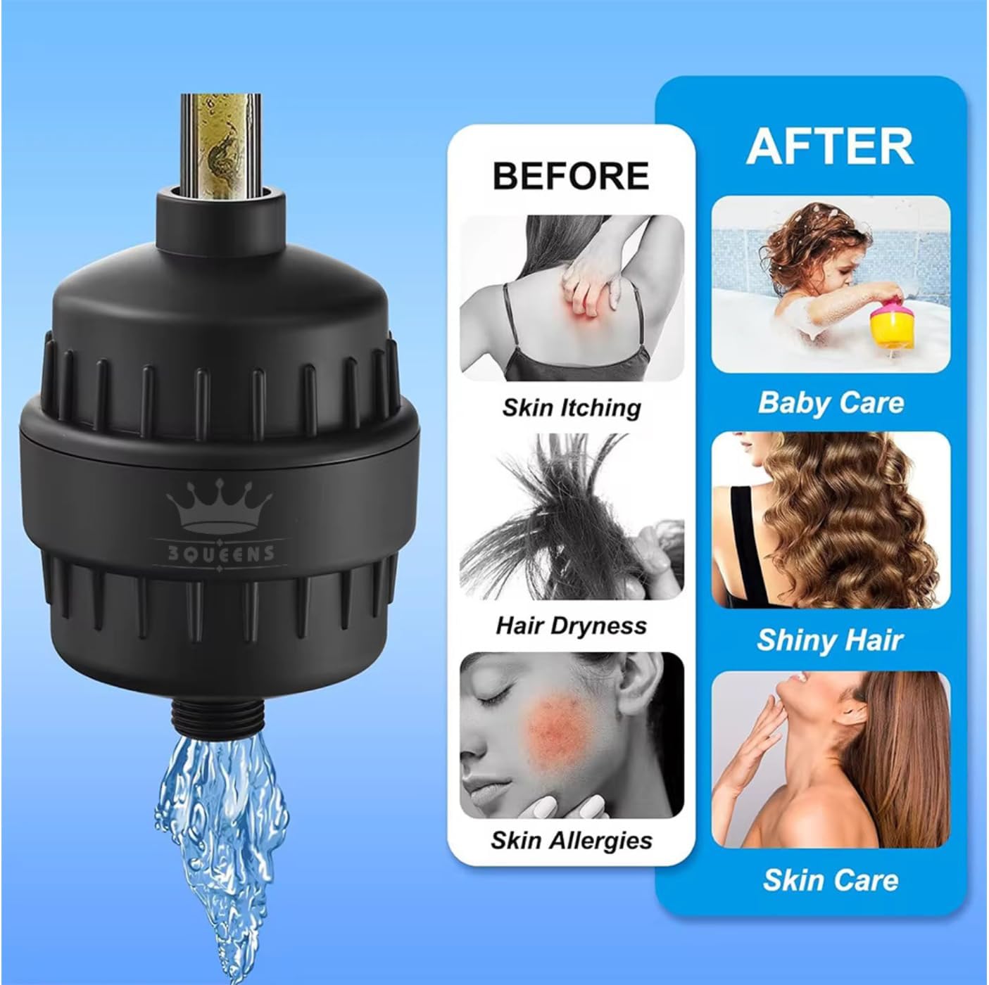 3QUEENS Universal Shower Filter – Skin & Hair Care