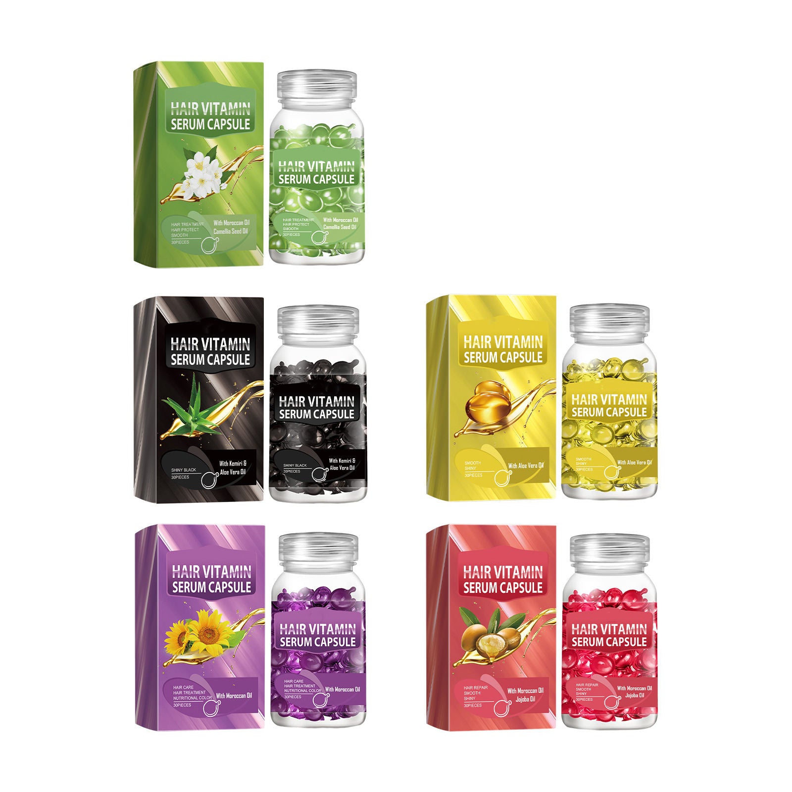 3QUEENS Hair Serum Capsules – Argan & Jojoba Oil for Repair, Smooth & Silky Hair