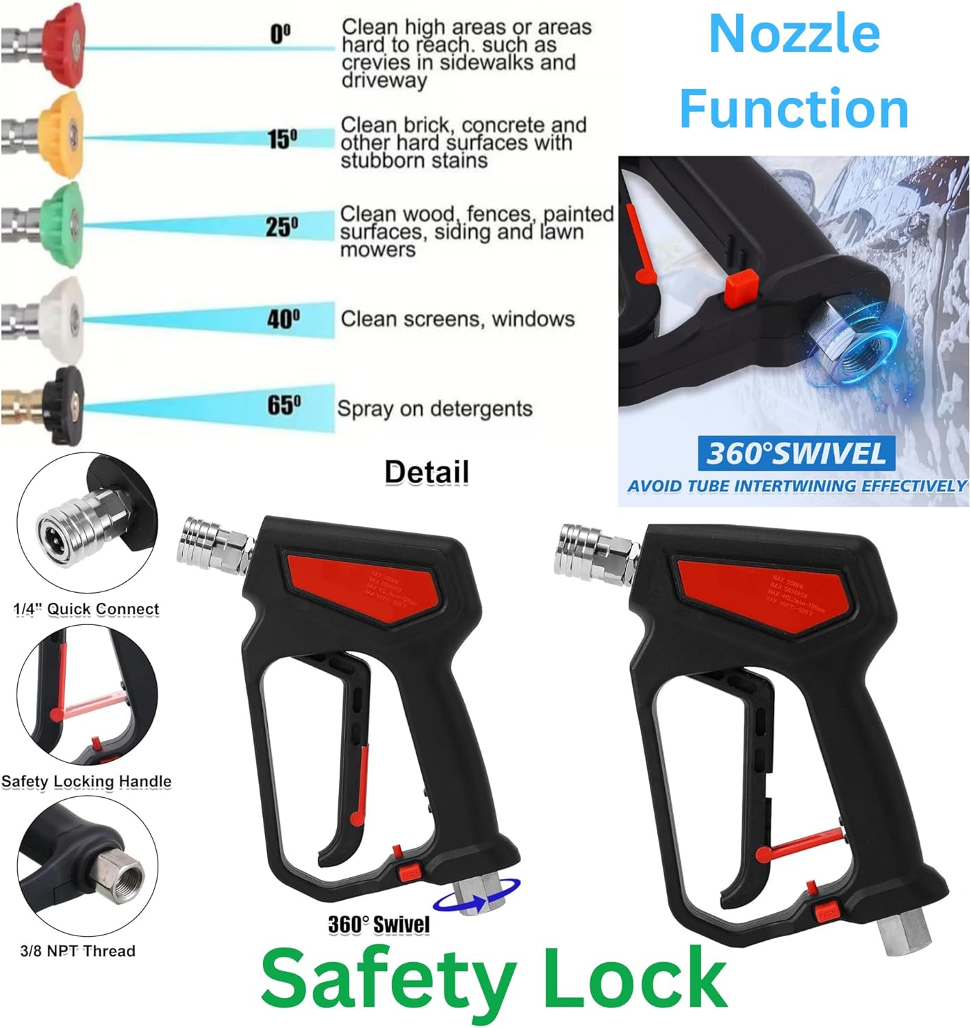 3QUEENS High Pressure Washer Gun – 5000 PSI