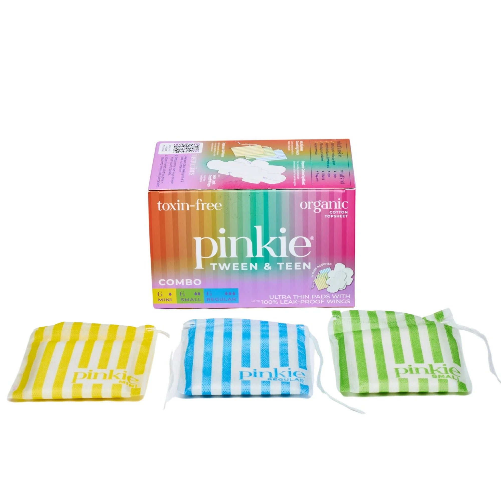 Pinkie Teen Pads, Organic Cotton, Combo Pack (18 Count)