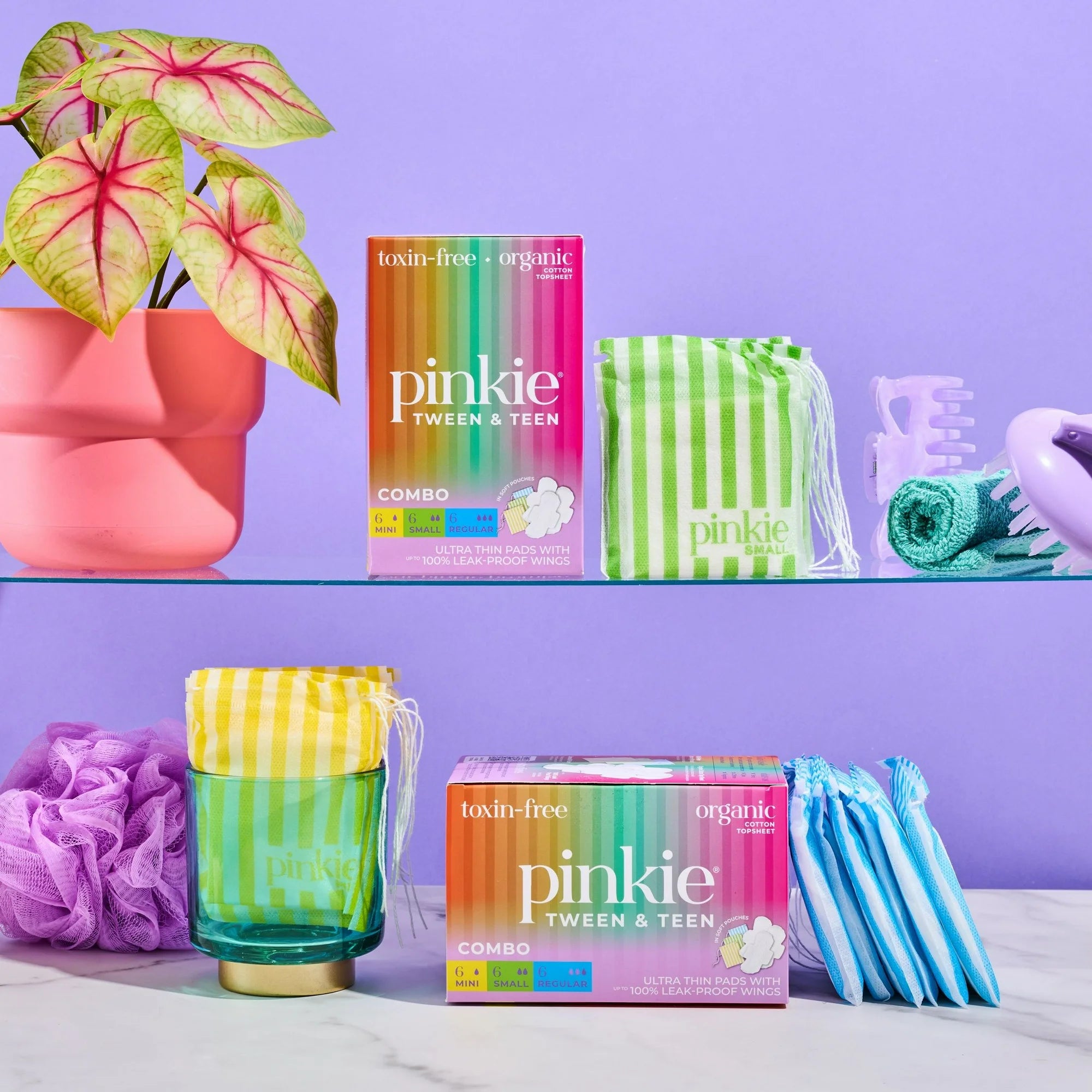 Pinkie Teen Pads, Organic Cotton, Combo Pack (18 Count)