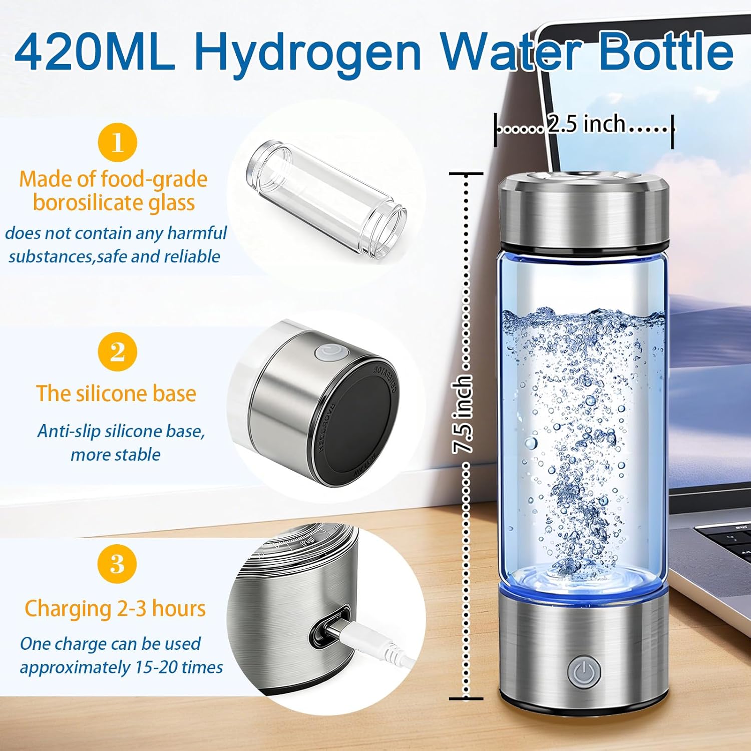 3QUEENS Hydrogen Water Bottle Generator