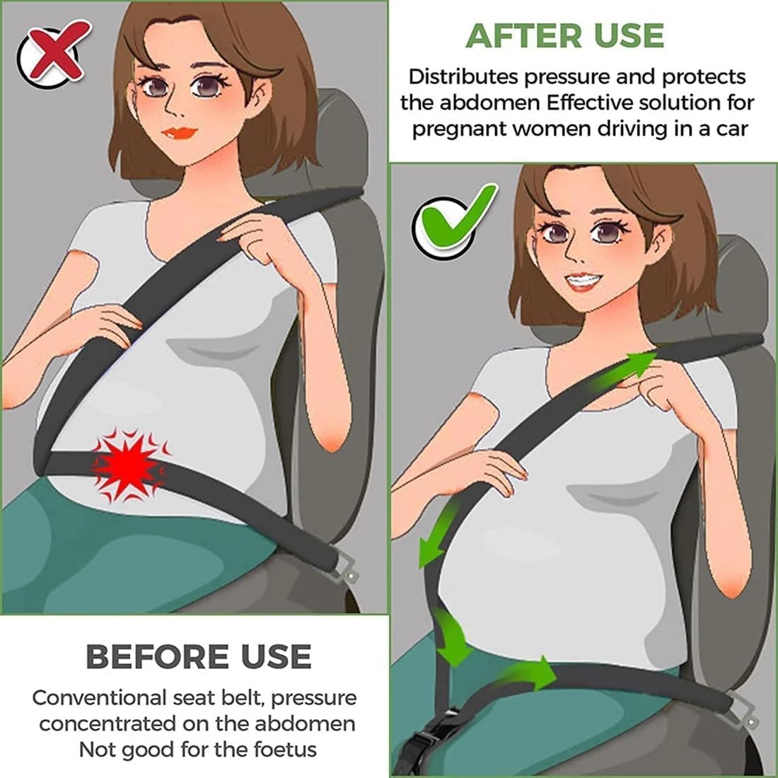 3QUEENS Pregnancy Seat Belt Adjuster