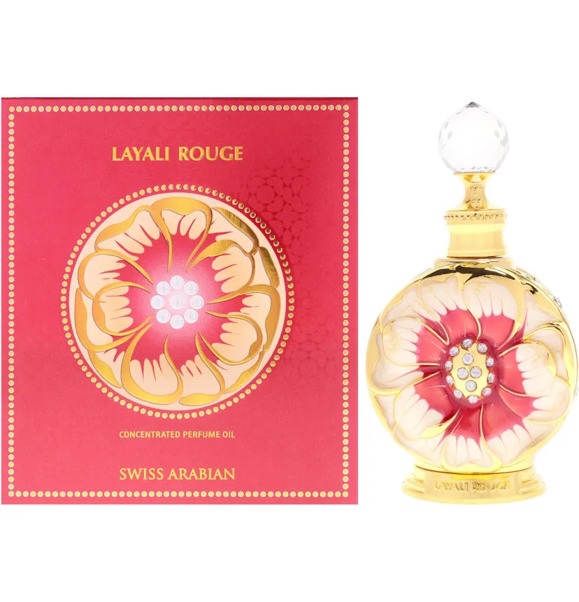 Swiss Arabian Layali Rouge - Long Lasting Oud & Floral Perfume Oil - 0.5 oz