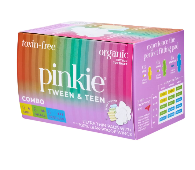 Pinkie Teen Pads, Organic Cotton, Combo Pack (18 Count)