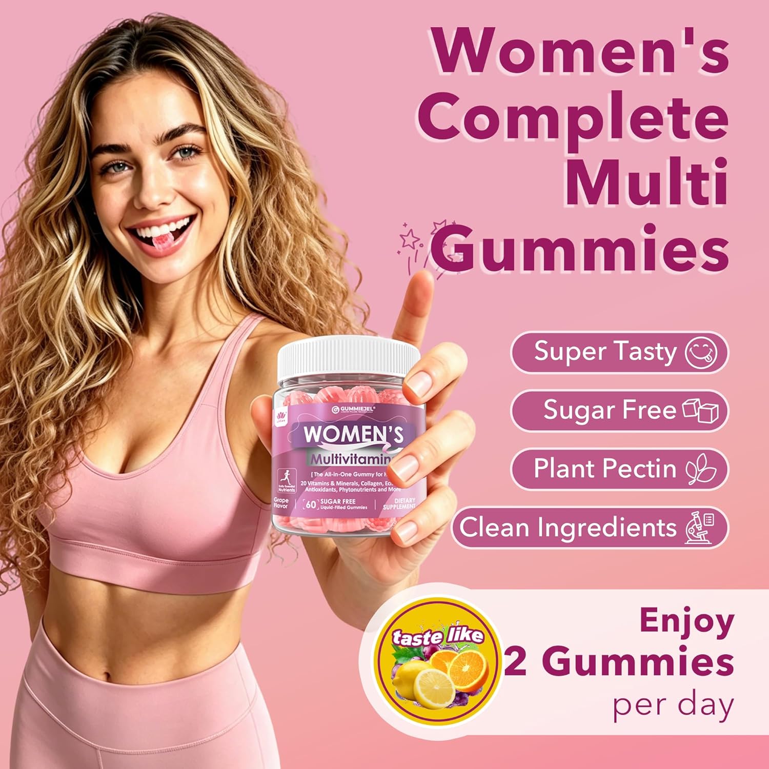 Women's Multivitamin Gummies 60 Count | Biotin, Iron, Collagen & Methylfolate | Sugar-Free | New