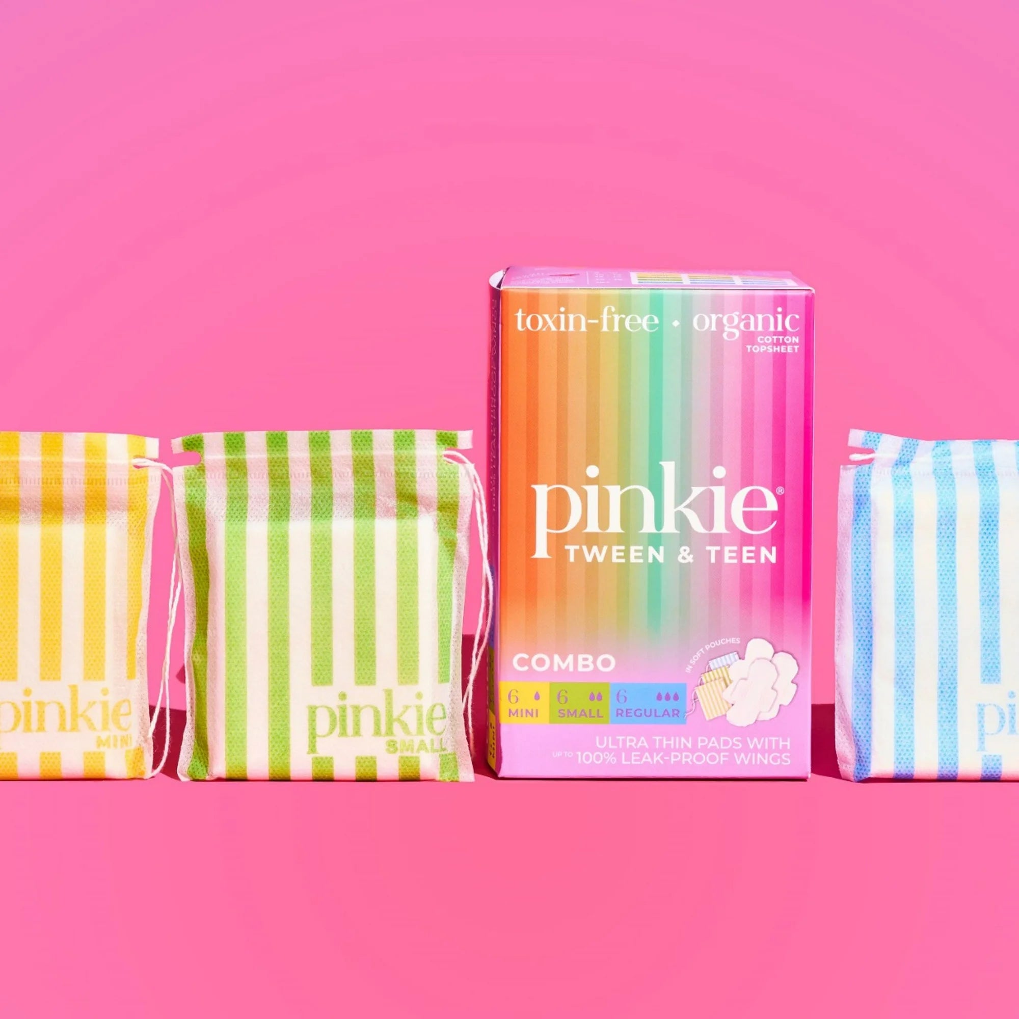 Pinkie Teen Pads, Organic Cotton, Combo Pack (18 Count)