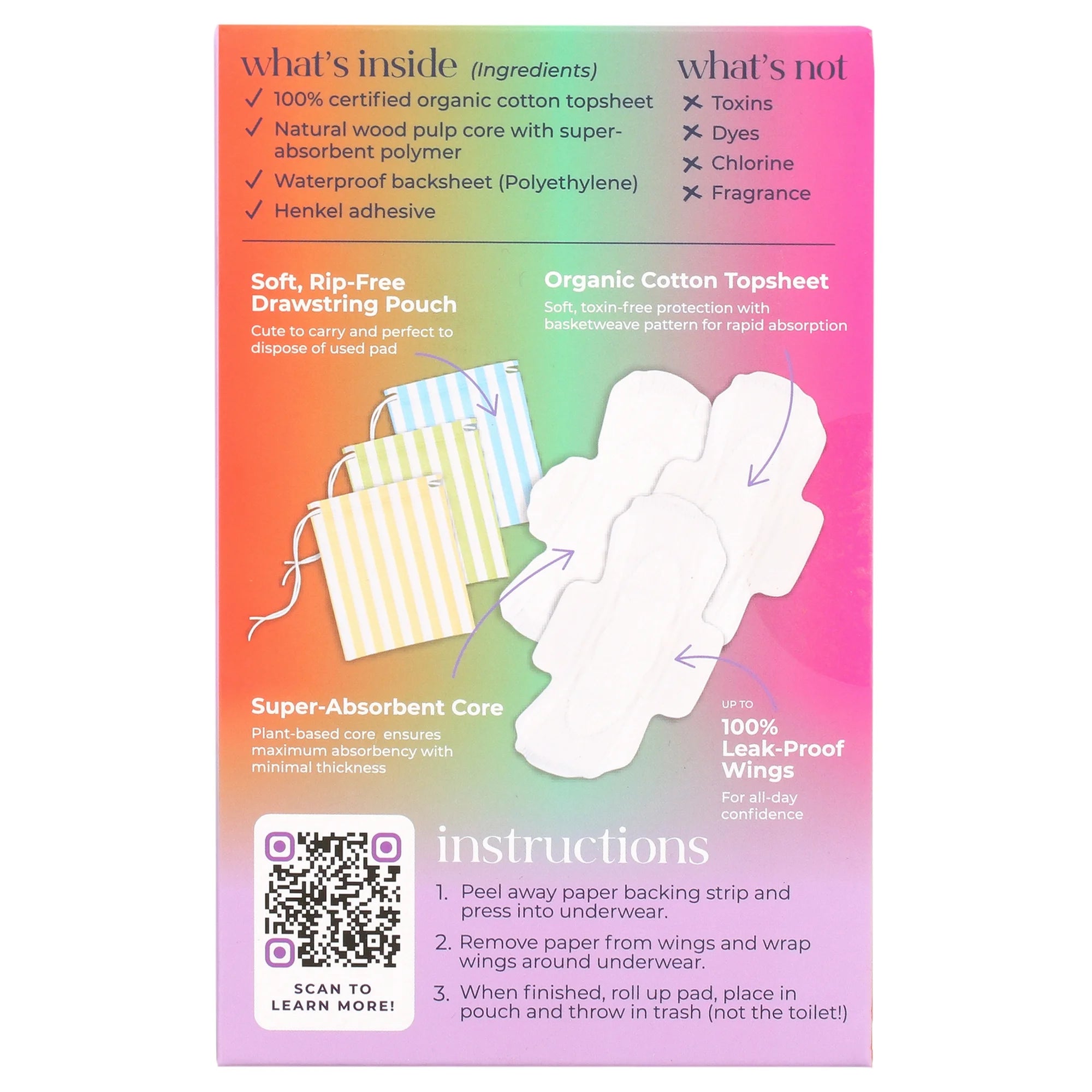 Pinkie Teen Pads, Organic Cotton, Combo Pack (18 Count)