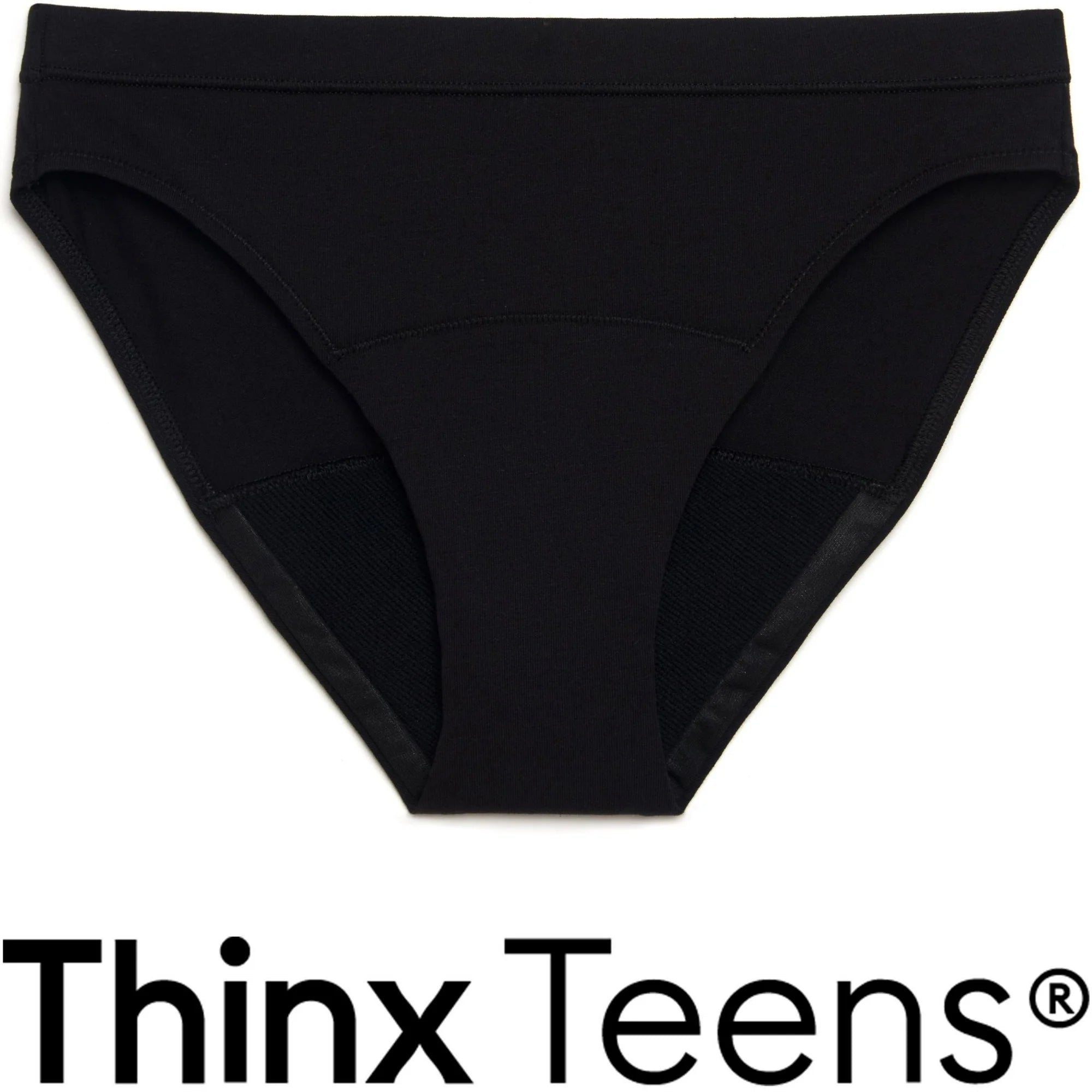 Thinx Teens Cotton Bikini Leakproof Period Underwear, Size 9/10, Black