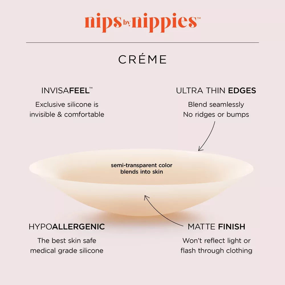 Nips by Nippies Women's Reusable Adhesive Nipple Covers | Cream | A-C Cup | New