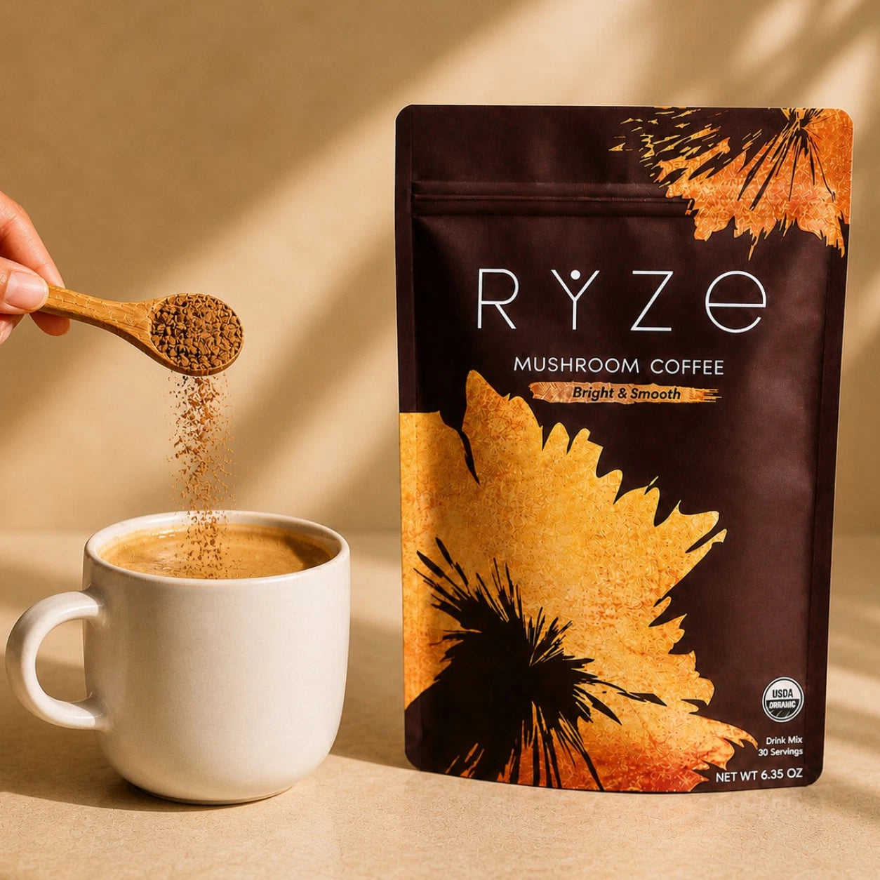 RYZE Mushroom Coffee 30 Servings | Organic Energy, Focus & Gut Health Blend