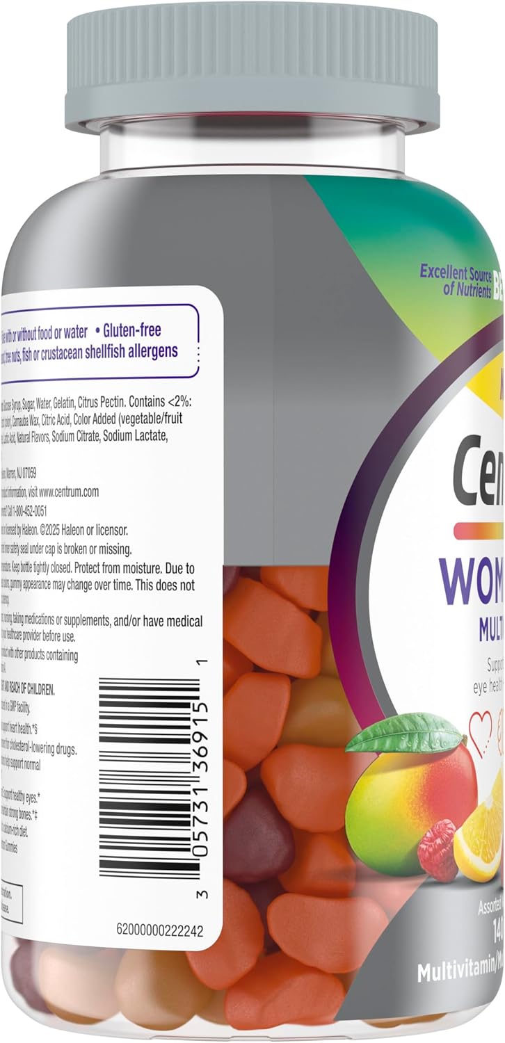 Centrum MultiGummies for Women 50+ 140 Count | Vitamin D3, B Vitamins & Calcium | Non-GMO | New