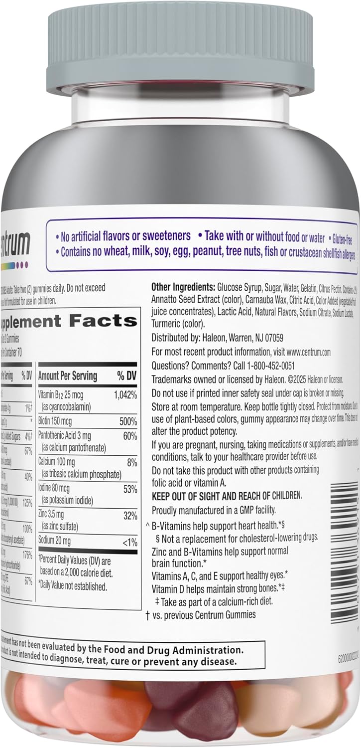 Centrum MultiGummies for Women 50+ 140 Count | Vitamin D3, B Vitamins & Calcium | Non-GMO | New
