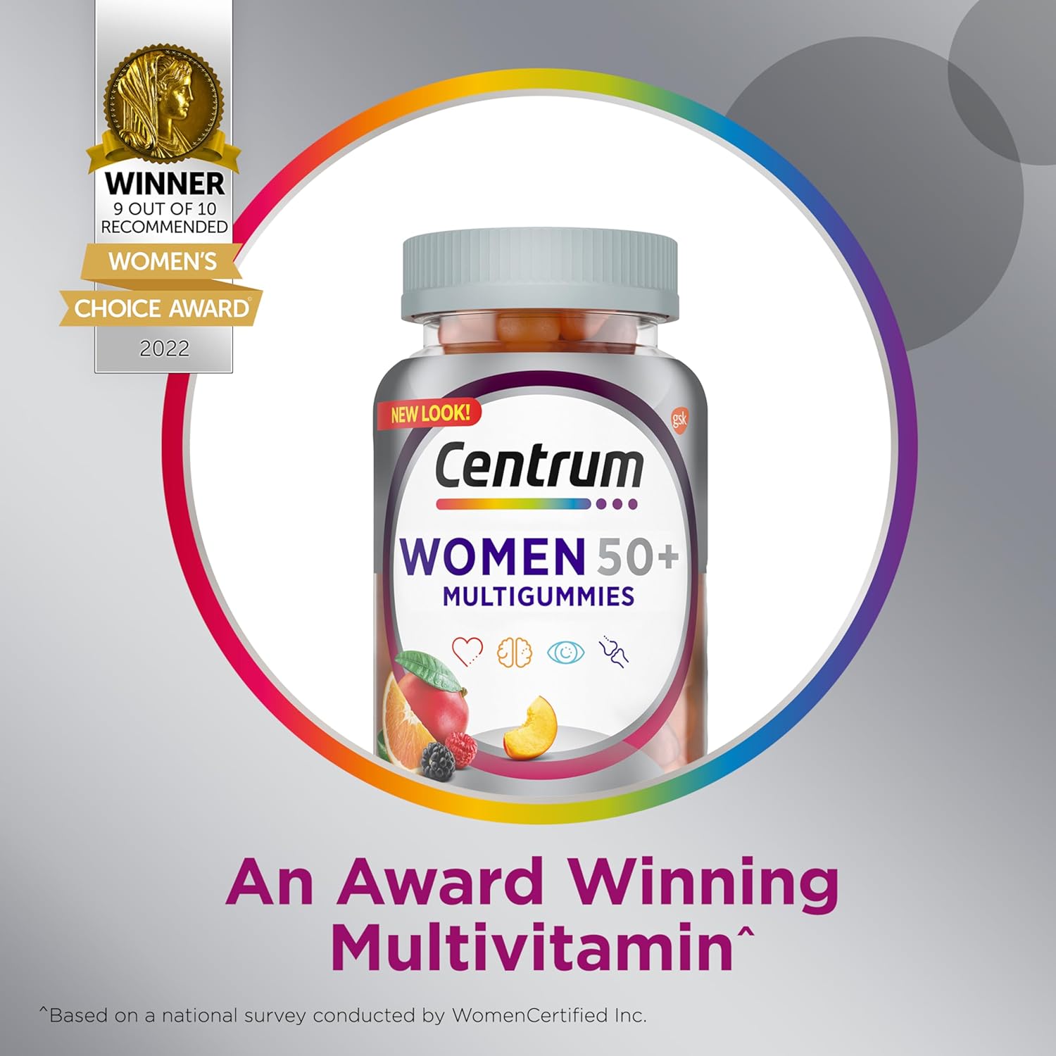 Centrum MultiGummies for Women 50+ 140 Count | Vitamin D3, B Vitamins & Calcium | Non-GMO | New