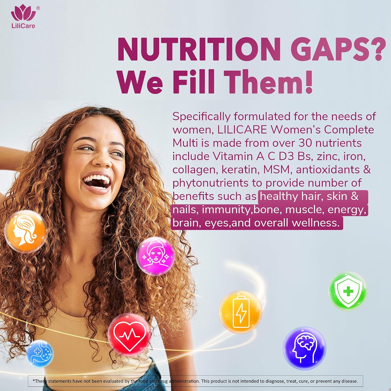 Women's Multivitamin Gummies 60 Count | Biotin, Iron, Collagen & Methylfolate | Sugar-Free | New
