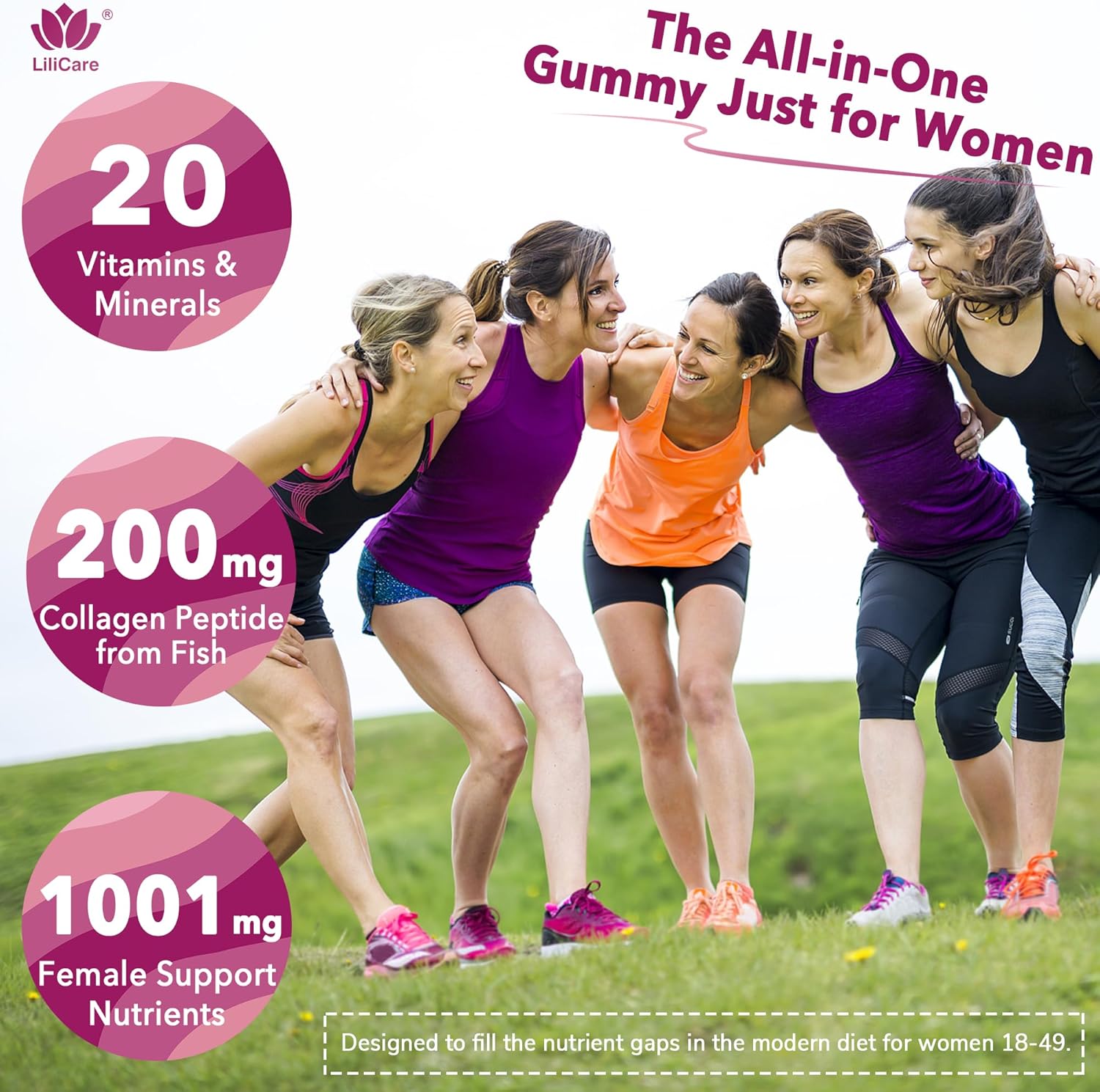 Women's Multivitamin Gummies 60 Count | Biotin, Iron, Collagen & Methylfolate | Sugar-Free | New